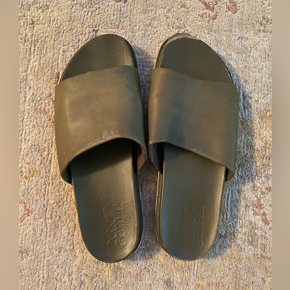 Sorel leather slides